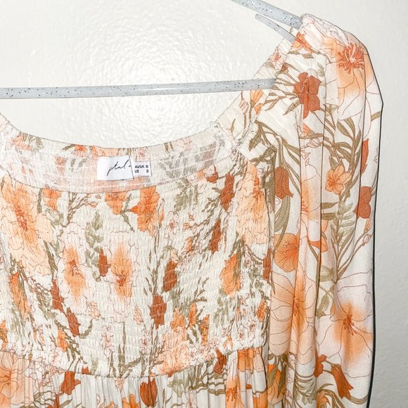 NWOT - Petal & Pup Square Neck Shirred Floral Midi Dress - Picture 6 of 7